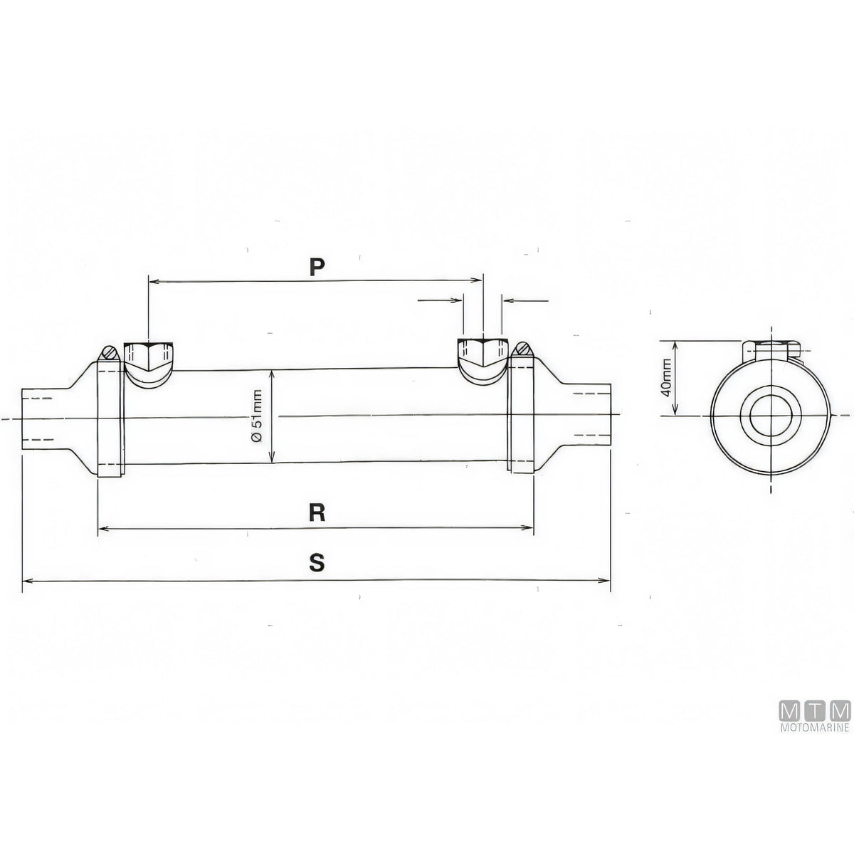 Bowman refrigerante olio DC in lega di Nichel — DC60 - Foro olio 3/8" - Foro acqua Ø22 mm
