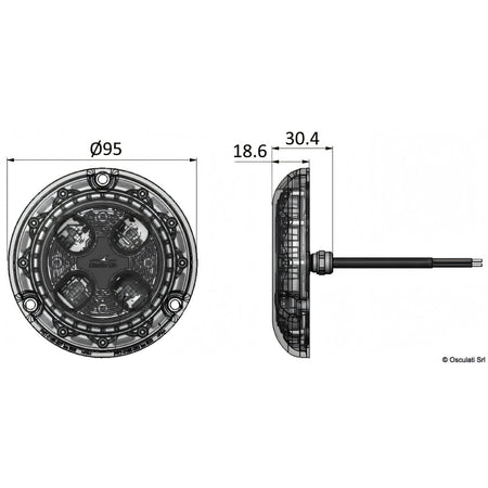 Luce subacquea LED Bluefin Piranha P4 Polymer in polimero per carena e specchio di poppa