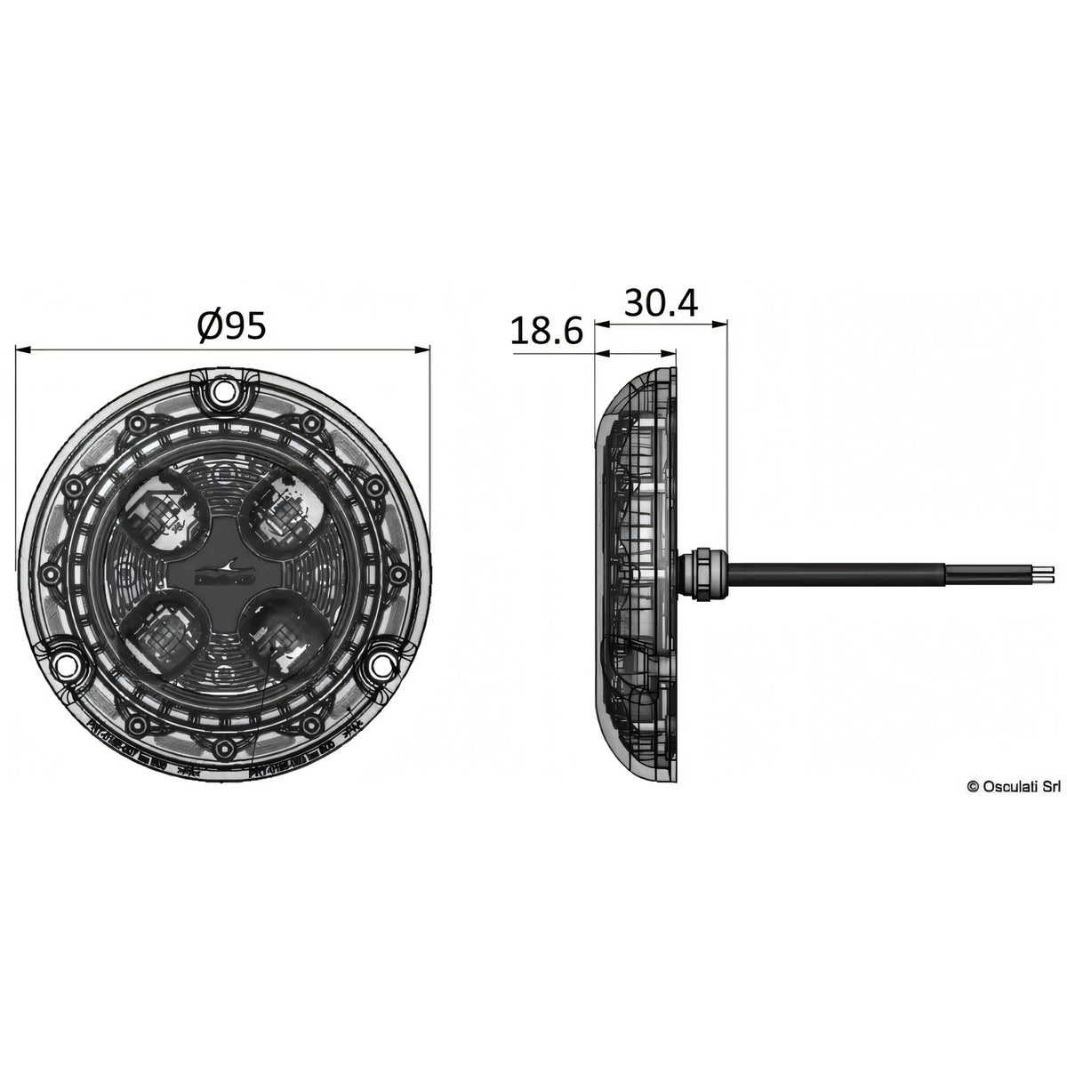 Luce LED Bluefin per installazioni esterne su barca, luce bianca 1000 lumen