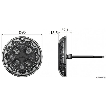 Luce subacquea LED Bluefin Piranha P4 Hi-Power in bronzo per carena di barca