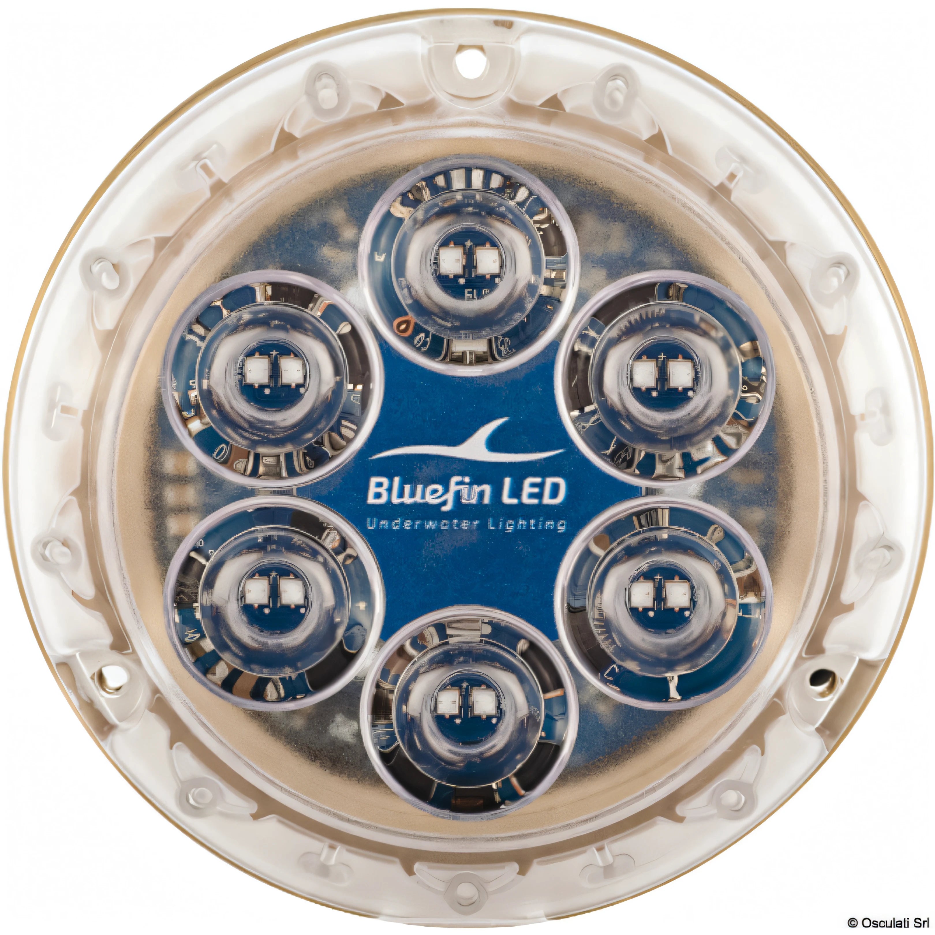 Luce subacquea LED Bluefin Piranha P12 in bronzo da 8000 lumen per carena di barca