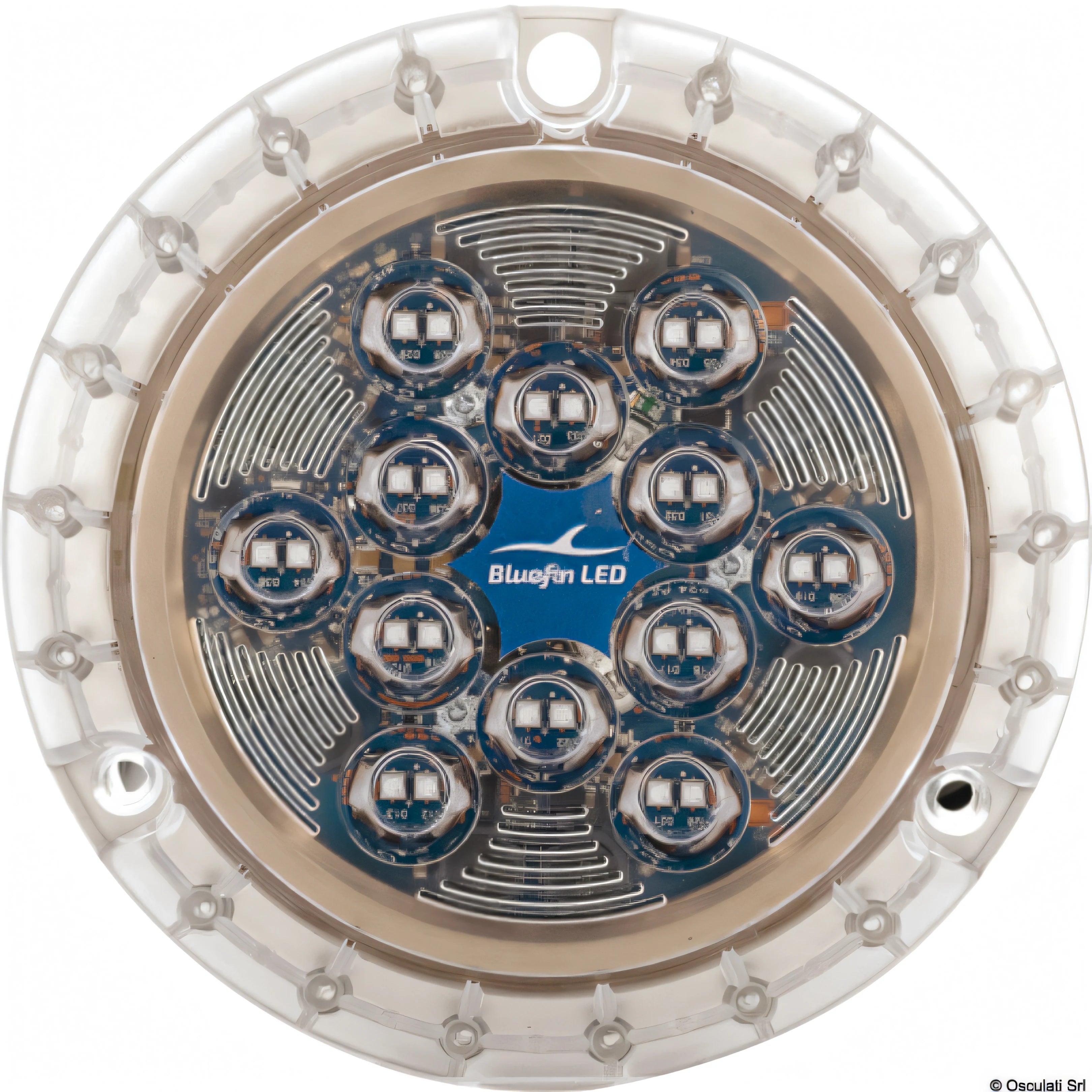 Luce subacquea LED Bluefin Piranha P24 in bronzo da 12000 lumen per carena di barca