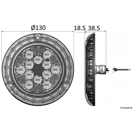 Luce subacquea LED Bluefin Piranha P24 in bronzo da 12000 lumen per carena di barca