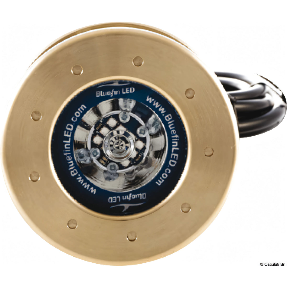 Luce subacquea passante LED Bluefin Mako M12 in bronzo per carena di barca