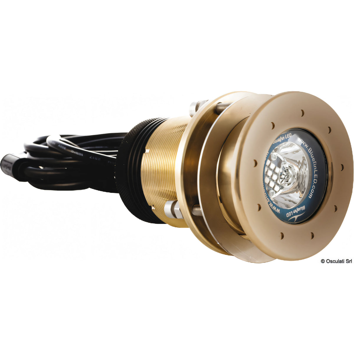 Luce subacquea passante LED Bluefin Mako M12 in bronzo per carena di barca