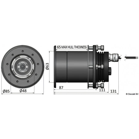 Luce subacquea passante LED Bluefin Mako M12 in bronzo per carena di barca