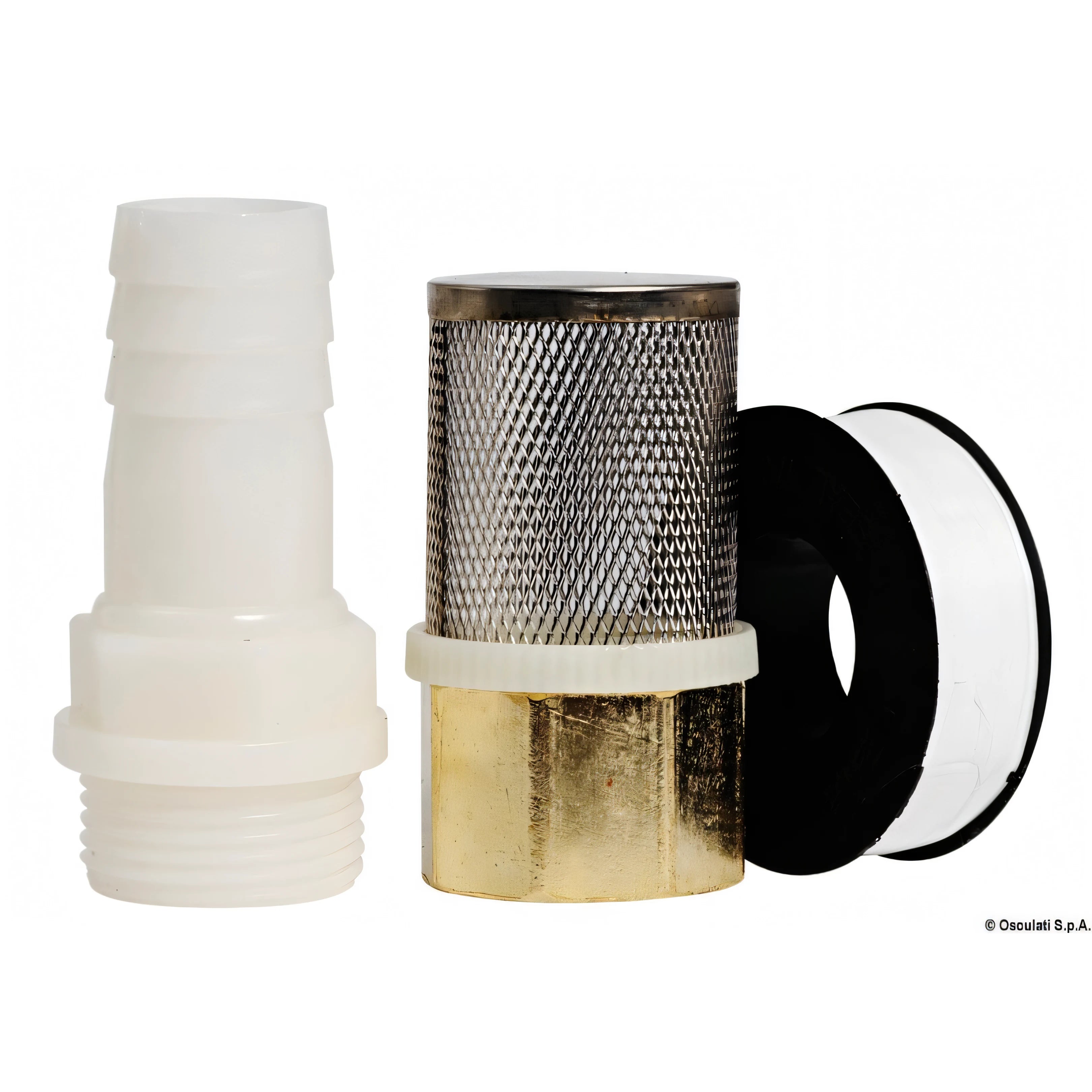 Portagomma da 25 mm e filtro a rete in dotazione alla pompa travaso gasolio Osculati