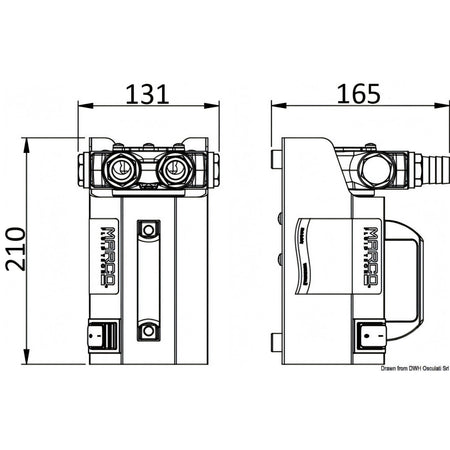Disegno tecnico quotato della pompa a palette Marco VP45