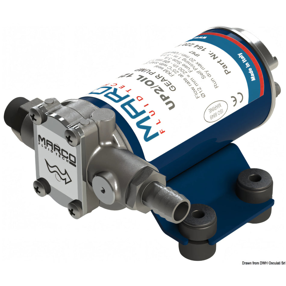 Elettropompa Marco UP2/OIL 12V a ingranaggi in bronzo per travaso olio