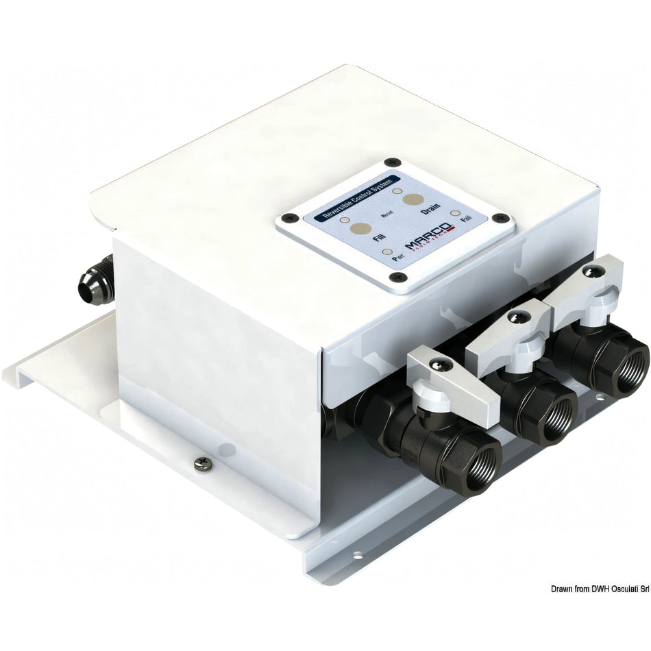 Sistema cambio olio elettronico Marco OCS3/E 12/24V con pannello di comando e valvole a sfera