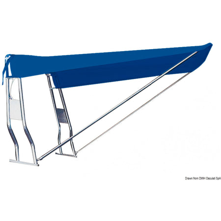 Tendalino telescopico di poppa Osculati con telo blu navy impermeabile e struttura inox