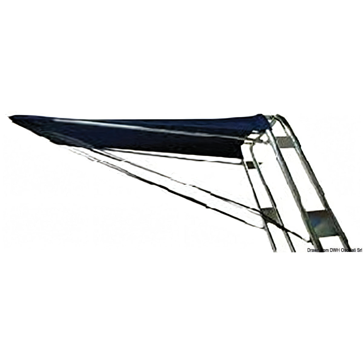 Tendalino telescopico Osculati blu navy in tessuto impermeabile su roll-bar in acciaio inox AISI 316