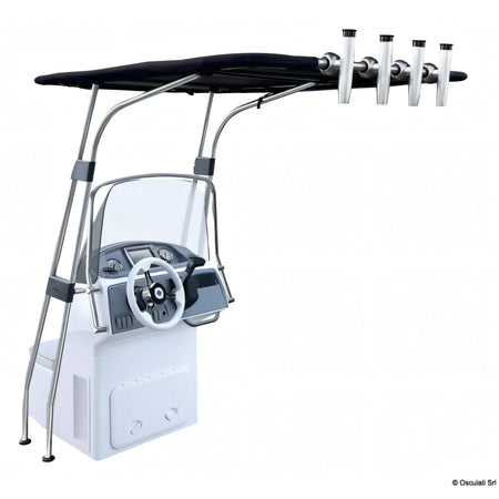 T-Top Osculati in lega leggera anodizzata nera con telo nero ATLAS 400 g/m²