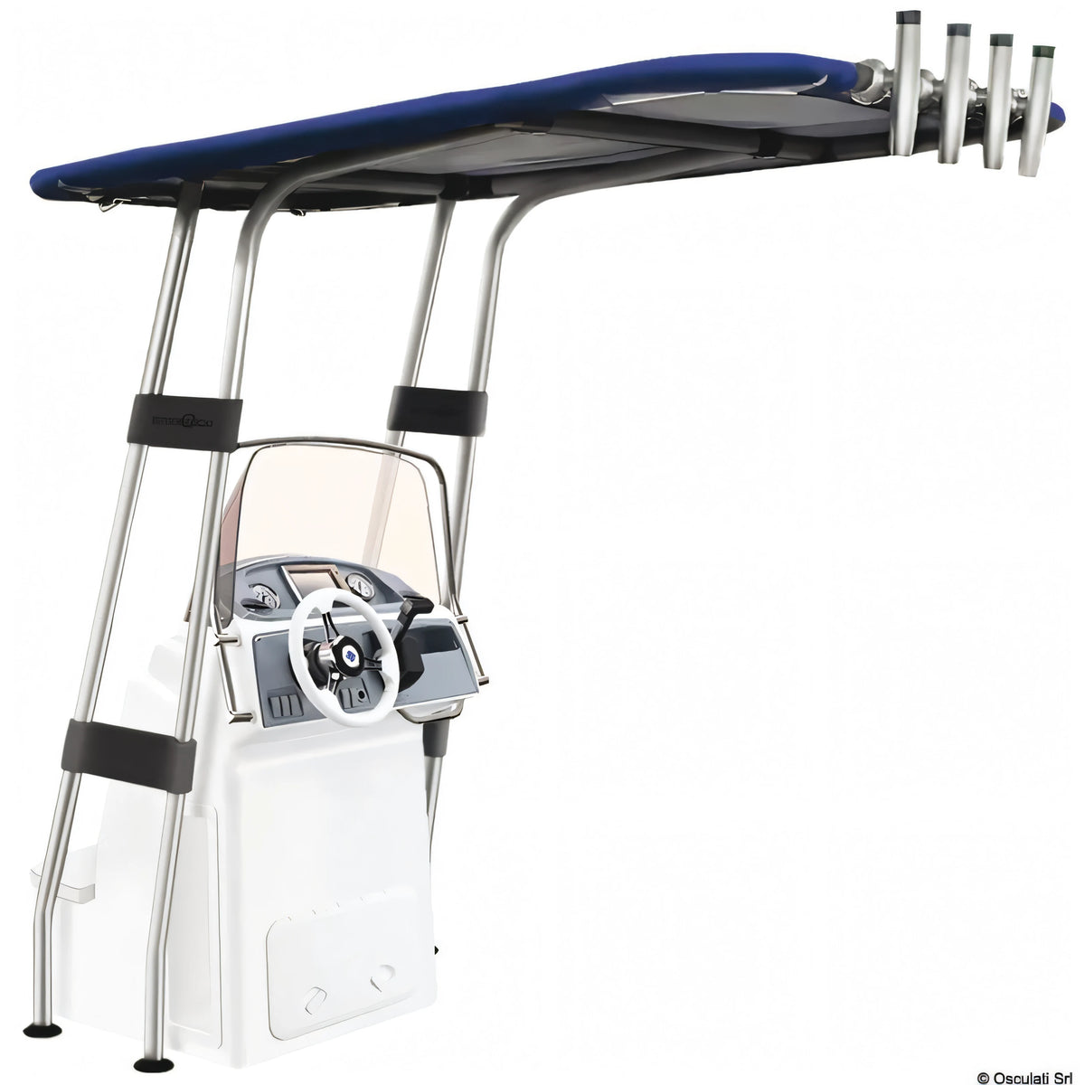 T-Top professionale Osculati bianco con telo blu ATLAS 400 g/m² e tubo Ø 44 mm