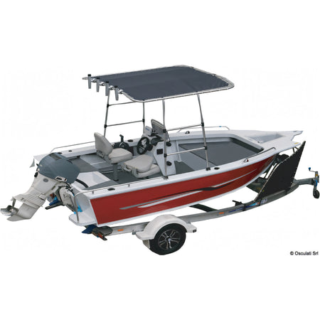 TARGA Top Osculati con struttura anodizzata Ø 32 mm e telo blu ATLAS su barca