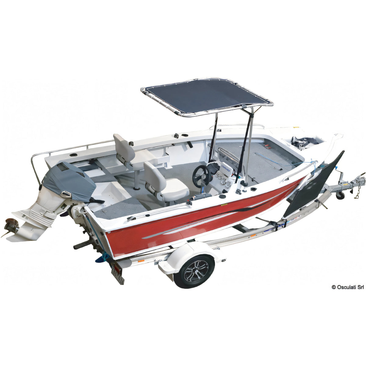 SEAGULL T-Top Osculati in lega leggera anodizzata con telo blu ATLAS su consolle