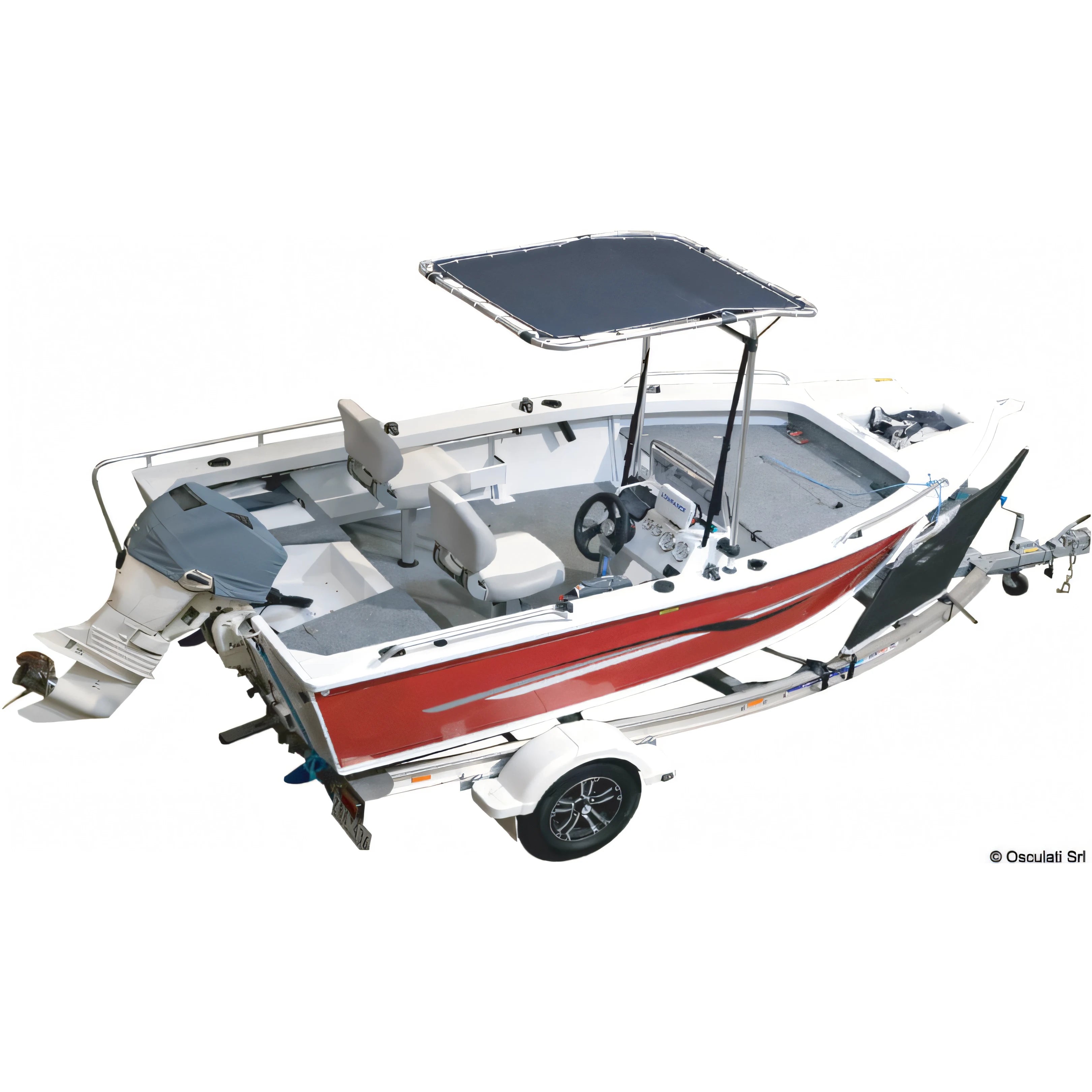 SEAGULL T-Top Osculati in lega leggera anodizzata con telo blu ATLAS su consolle
