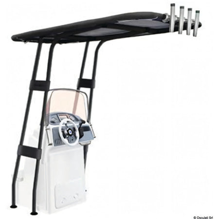 T-Top professionale Osculati nero con telo nero ATLAS 400 g/m² e tubo Ø 44 mm