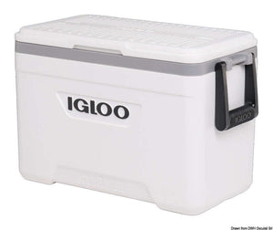 Ghiacciaia Igloo Marine Ultra bianca in plastica rigida con manico nero e coperchio | Onautica
