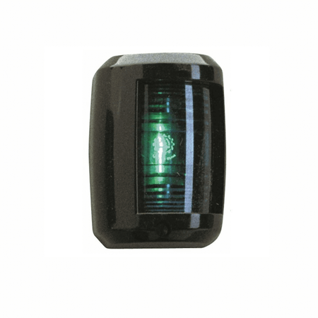 Fanale di via mini verde, corpo nero in plastica con lente fresnel verde | Onautica