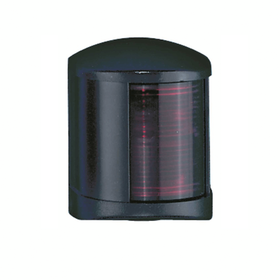 Fanale di via midi rosso corpo nero in plastica, lente striata rossa, forma cilindrica | Onautica