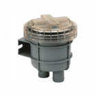 Filtro acqua di mare Vetus FTR330 1"1/4, corpo grigio con coperchio trasparente e attacchi tubo | Onautica