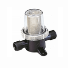 Filtro acqua 1/2" con corpo nero, cestello inox e coperchio trasparente, attacchi laterali filettati | Onautica