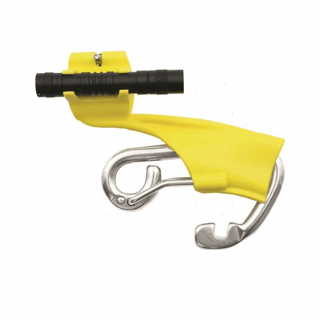 Gancio da ormeggio Boatasy Hooklinker giallo con doppio uncino in acciaio inox e torcia nera integrata | Onautica
