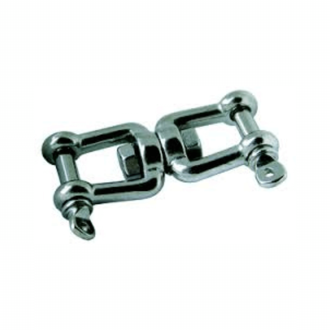 Girella forcella-forcella Ø10mm in acciaio inox AISI316 lucido argento con perni e corpo snodato | Onautica