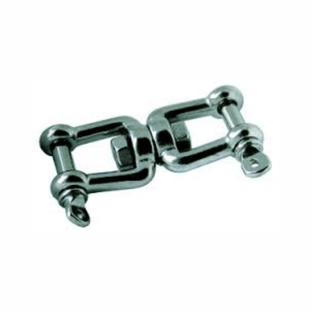 Girella forcella-forcella Ø10mm in acciaio inox AISI316 lucido argento con perni e corpo snodato | Onautica