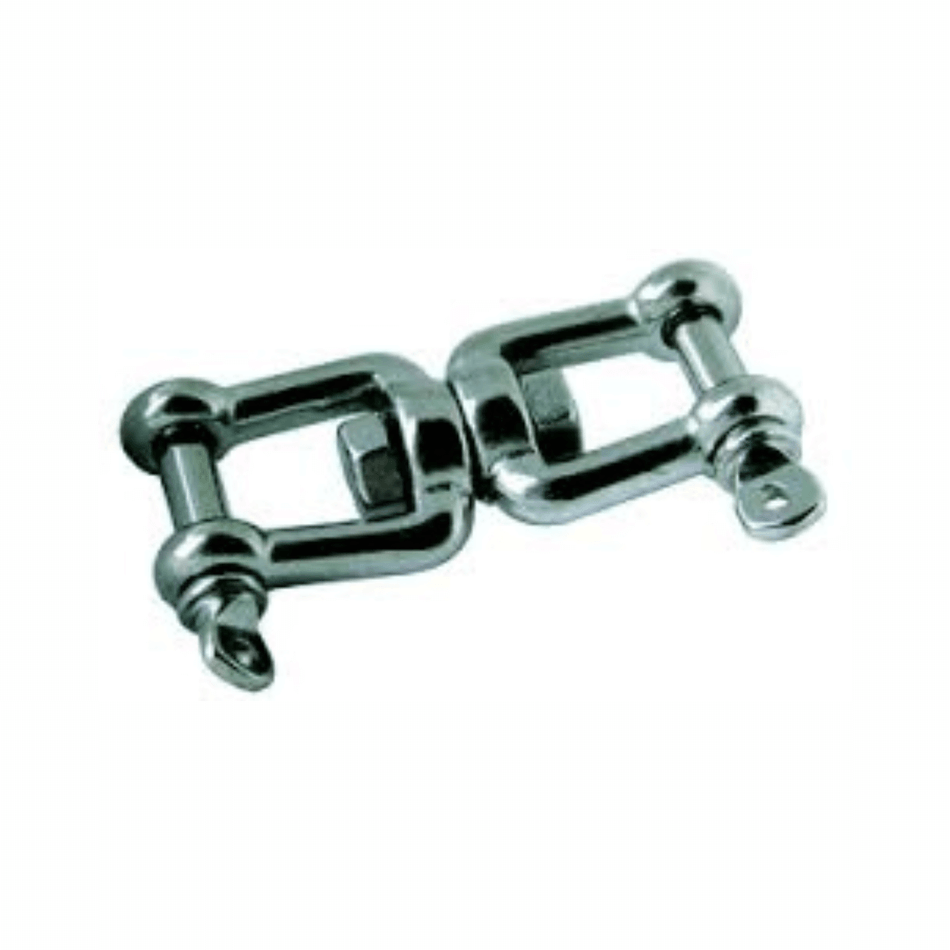 Girella forcella-forcella Ø10mm in acciaio inox AISI316 lucido argento con perni e corpo snodato | Onautica