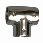 Giunto T 90° acciaio inox AISI 316 lucido a tre vie con viti di fissaggio, raccordo tubolare nautico | Onautica