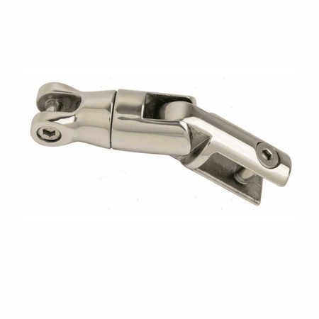 Giunto ancora girevole inox lucido con snodo doppio per catena 6/8 mm, vista laterale | Onautica