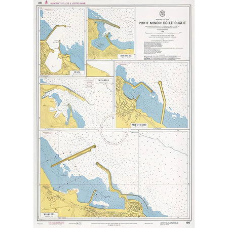 Carta nautica IIM 196 Porti minori delle Puglie -Bisceglie – Mola di Bari – Monopoli – Molfetta – Trani – Istituto Idrografico della Marina