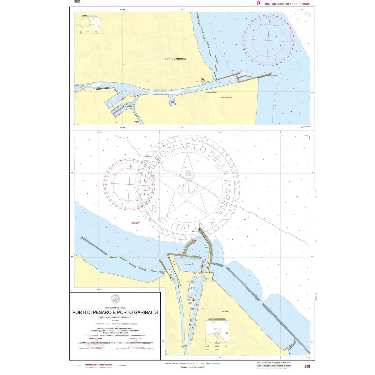 Carta nautica IIM 208 Porti di Pesaro e Porto Garibaldi – Istituto Idrografico della Marina