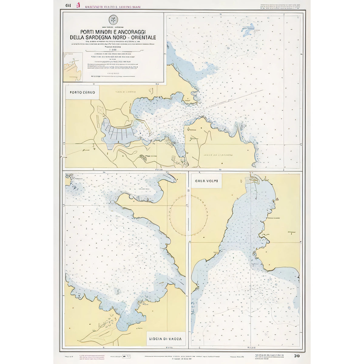 Carta nautica IIM 319 Porti minori e ancoraggi della Sardegna nord-orientale – Istituto Idrografico della Marina