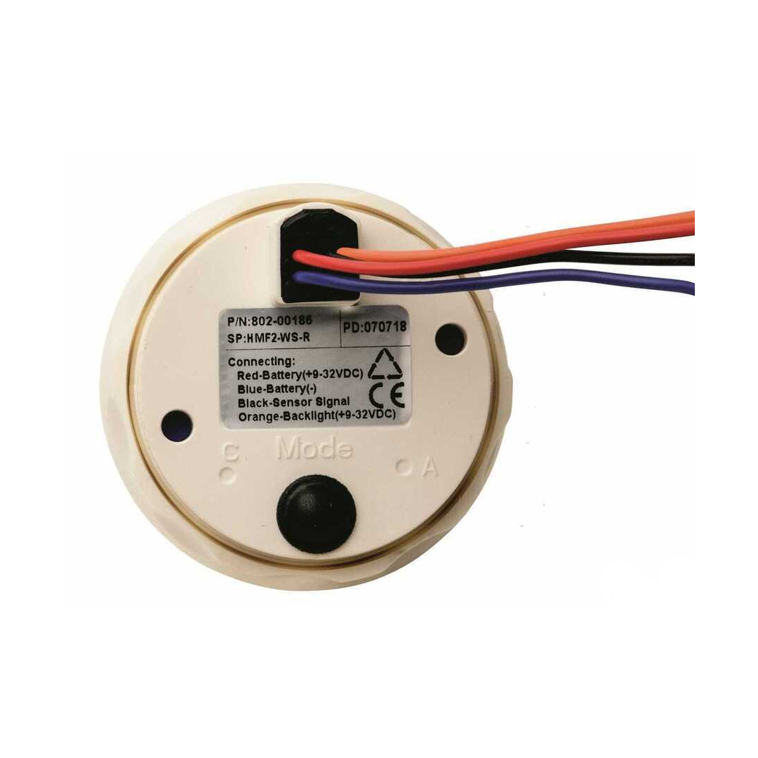 Retro sensore strumentazione nautica ECMS bianco con cablaggio multicolore e schema connessioni | Onautica
