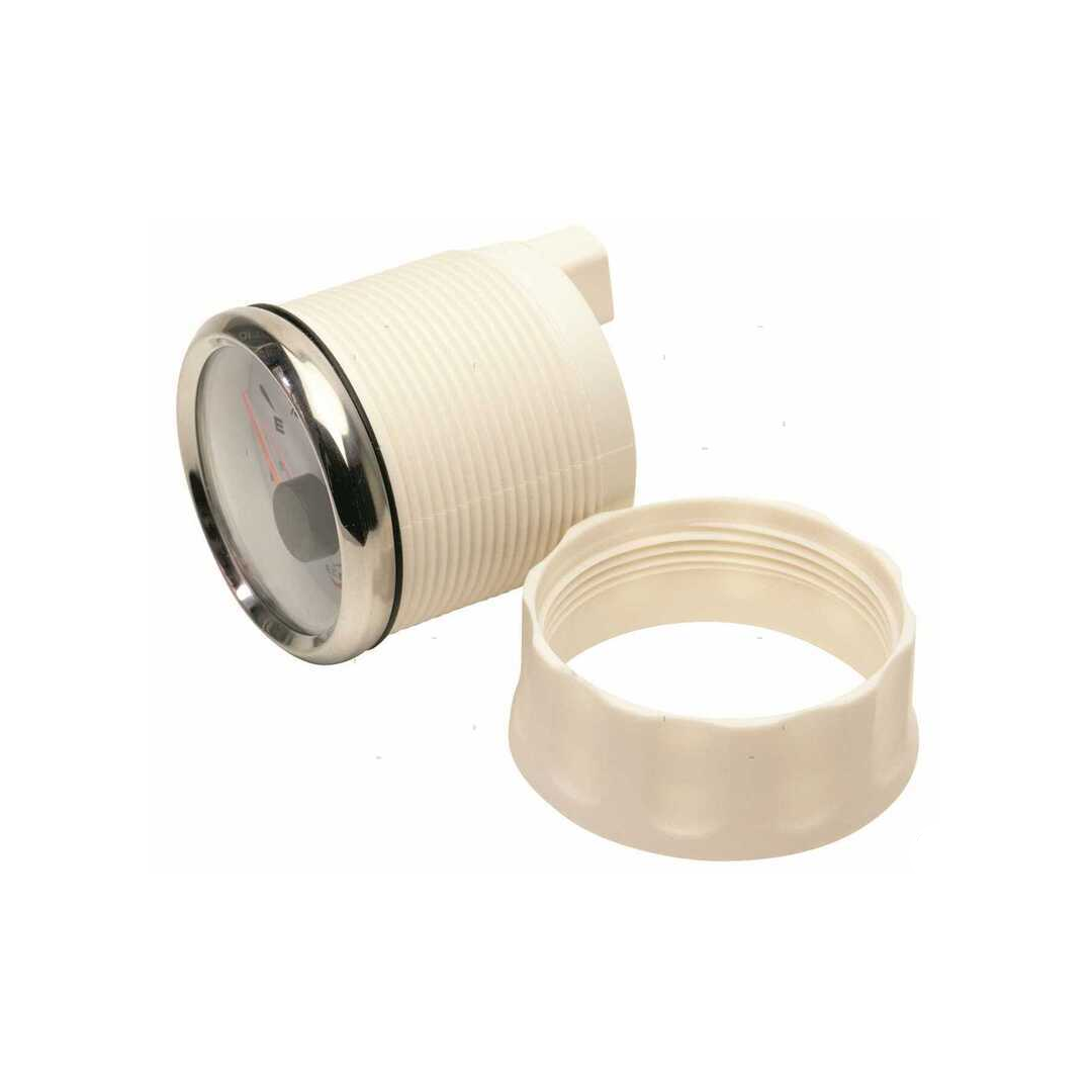 Manometri marini ECMS White Chrome Ø 52mm, Acciaio Inox 316. Strumentazione impermeabile IP67, anti-appannamento e programmabile. laterale