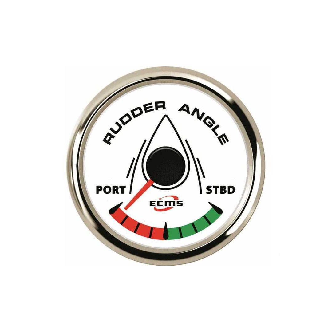 Manometri marini ECMS White Chrome Ø 52mm, Acciaio Inox 316. Strumentazione impermeabile IP67, anti-appannamento e programmabile. Indicatore angolo di barra