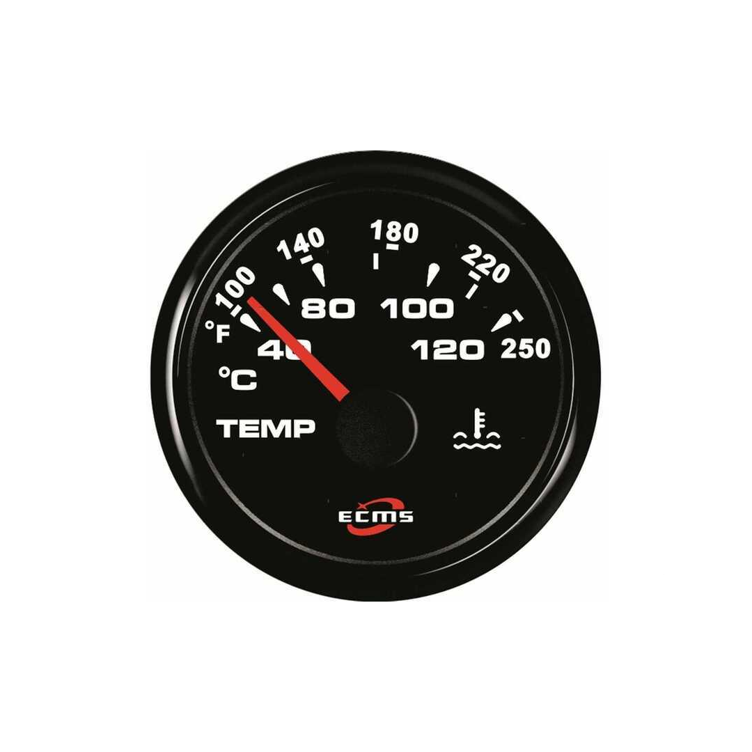 Termometro nautico ECMS All Black quadrante nero scala °C/°F, cornice acciaio inox 316, IP67 | Onautica