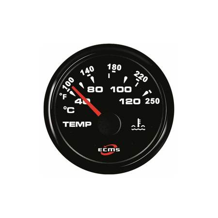 Termometro nautico ECMS All Black quadrante nero scala °C/°F, cornice acciaio inox 316, IP67 | Onautica