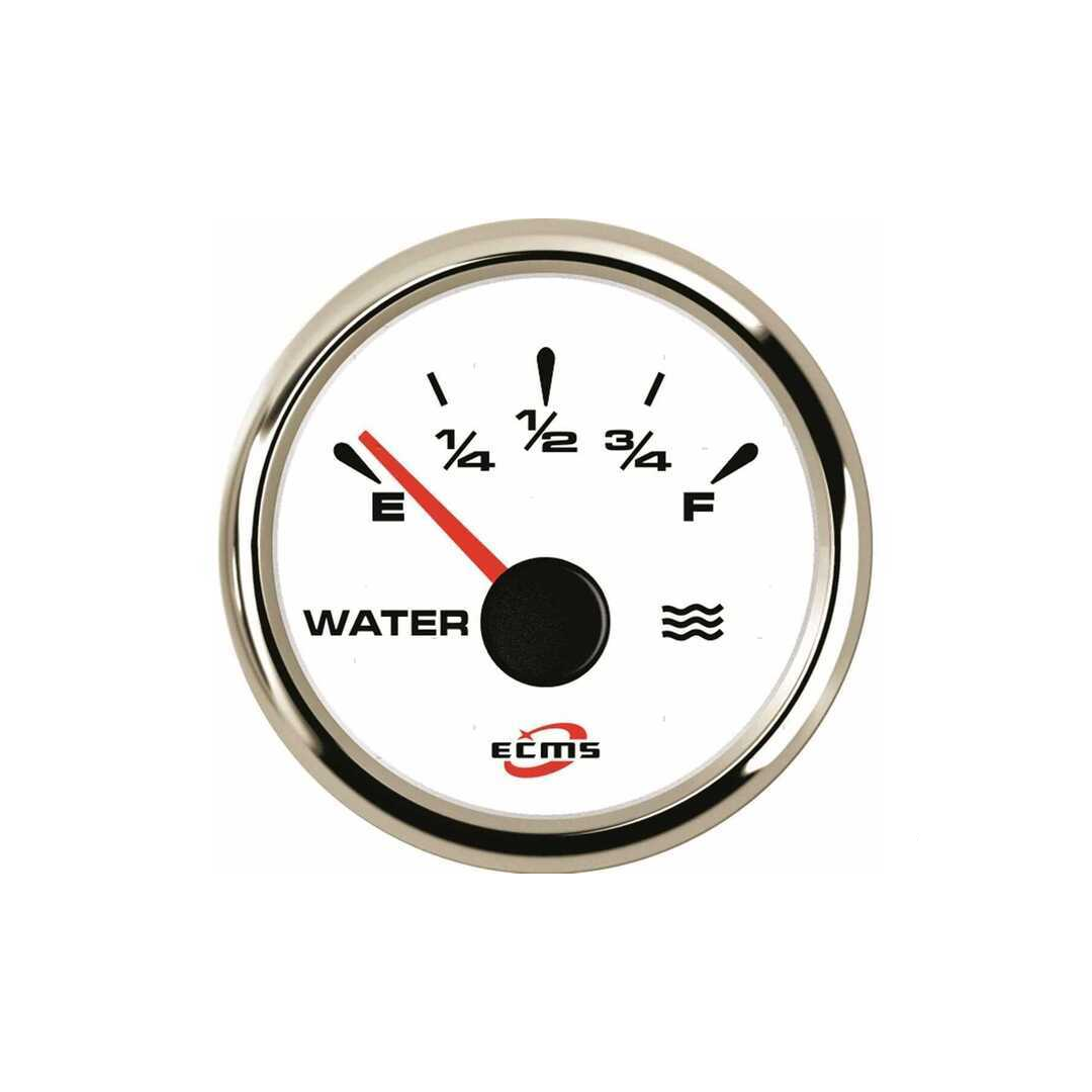 Manometri marini ECMS White Chrome Ø 52mm, Acciaio Inox 316. Strumentazione impermeabile IP67, anti-appannamento e programmabile. acqua