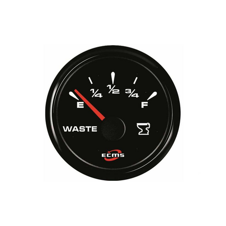 Indicatore livello acque nere ECMS All Black quadrante nero con lancetta rossa, scala E-F | Onautica