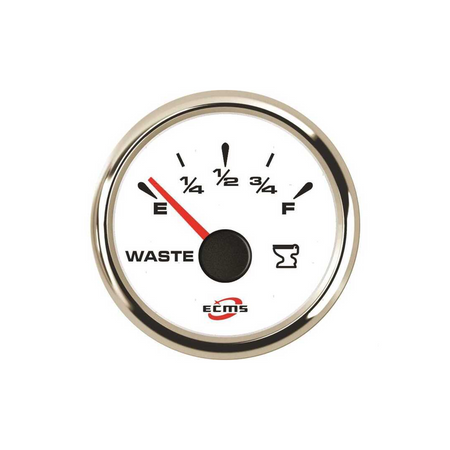 Manometri marini ECMS White Chrome Ø 52mm, Acciaio Inox 316. Strumentazione impermeabile IP67, anti-appannamento e programmabile. livello acque grigie nere