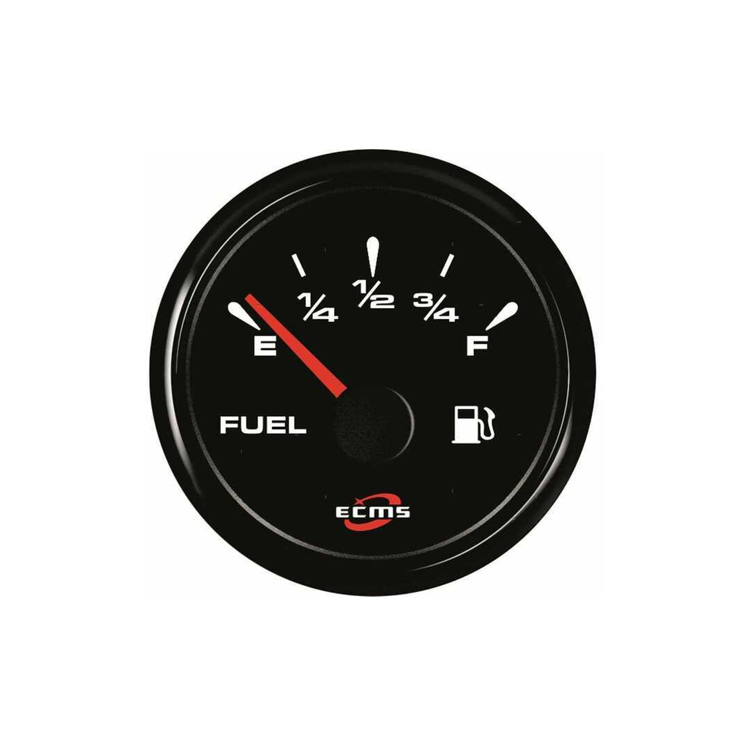 Indicatore carburante ECMS All Black quadrante nero con lancetta rossa e scala E-F | Onautica