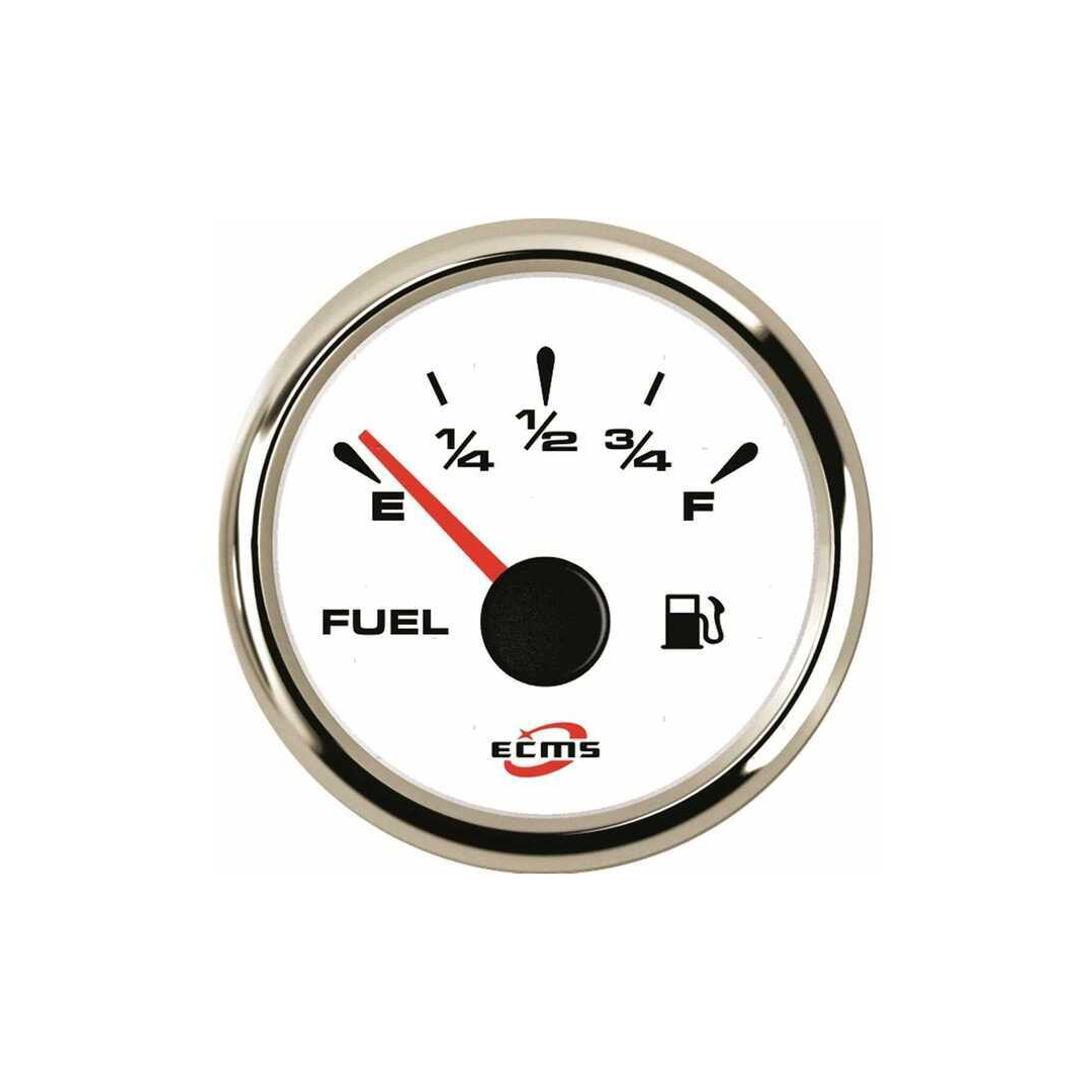 Manometri marini ECMS White Chrome Ø 52mm, Acciaio Inox 316. Strumentazione impermeabile IP67, anti-appannamento e programmabile. carburante