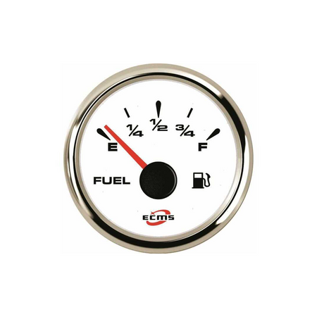 Manometri marini ECMS White Chrome Ø 52mm, Acciaio Inox 316. Strumentazione impermeabile IP67, anti-appannamento e programmabile. carburante