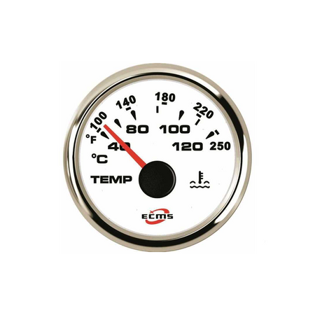 Manometri marini ECMS White Chrome Ø 52mm, Acciaio Inox 316. Strumentazione impermeabile IP67, anti-appannamento e programmabile. temperatura acqua