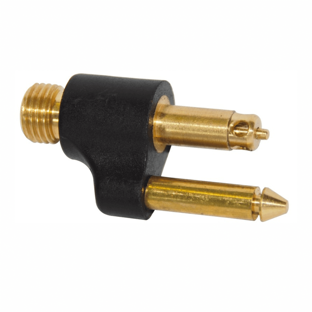Innesto carburante Mercury/Mariner maschio in ottone dorato e corpo nero, doppio connettore | Onautica