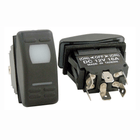 Interruttore impermeabile bipolare ON-OFF-ON nero DC 12V 16A, 6 terminali, con spia LED bianca | Onautica